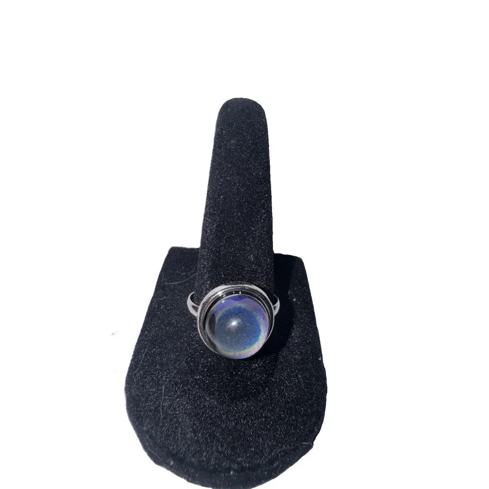 Matching Pair Silver Tone Mood Rings Adjustable Best Friend Color Changing Rings